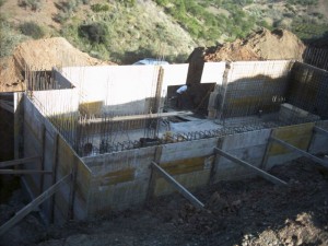 Aerial view basement retaining wall formwork 1
